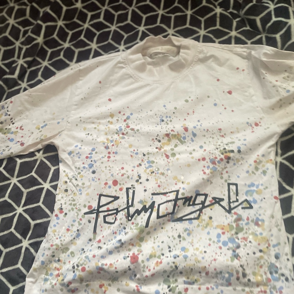 Palm Angels White Multicolor Splatter Short Sleeve Tee